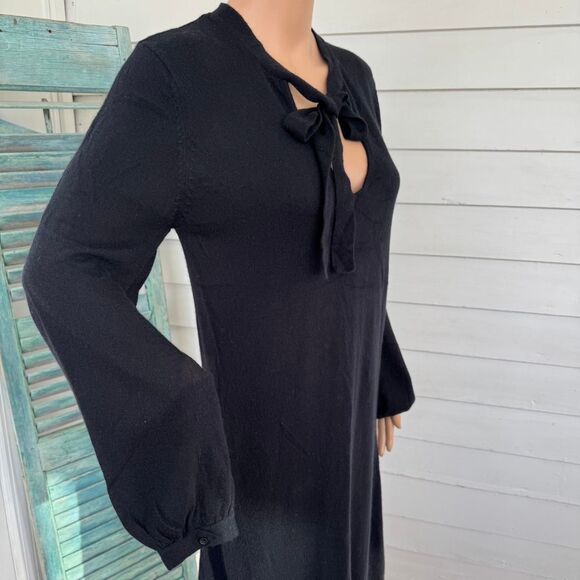 Morgan McFeeters Black Dress Long Sleeve Neck Bow M Viscose Angora Cashmere Wool - Picture 3 of 7